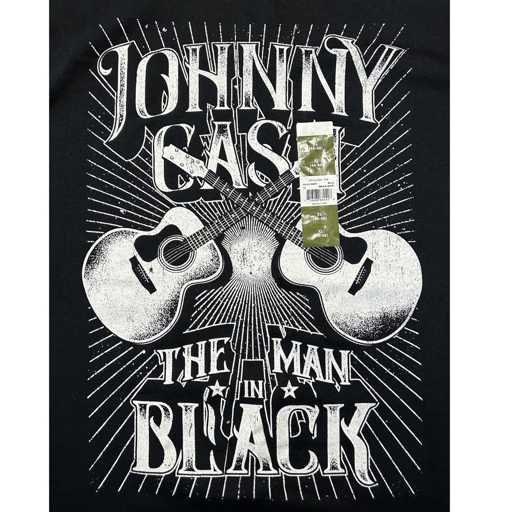 Johnny Cash‎ The Man In Black Men's T-Shirt XL Guitars Folsom Prison New